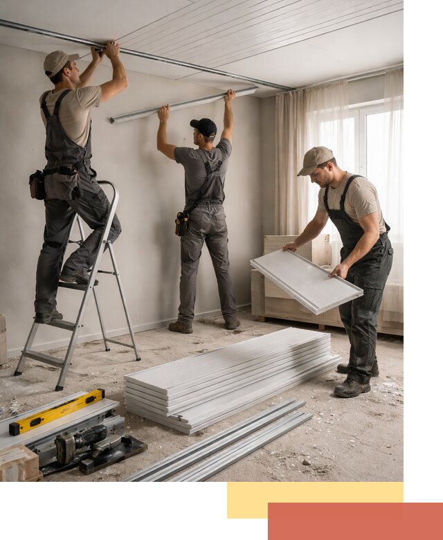 Монтаж потолка из ПВХ панелей в Надыме оперативно и качественно