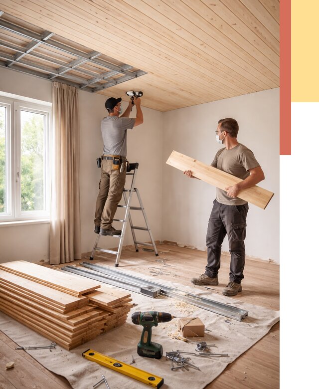 Монтаж потолка из вагонки в Надыме от 6746 руб. | Быстро и недорого — ОТДЕЛОЧНИК-Ндм