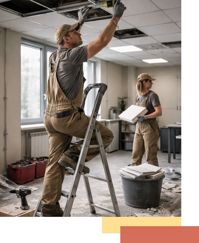 Ремонт потолка Армстронг и замена плит в Надыме