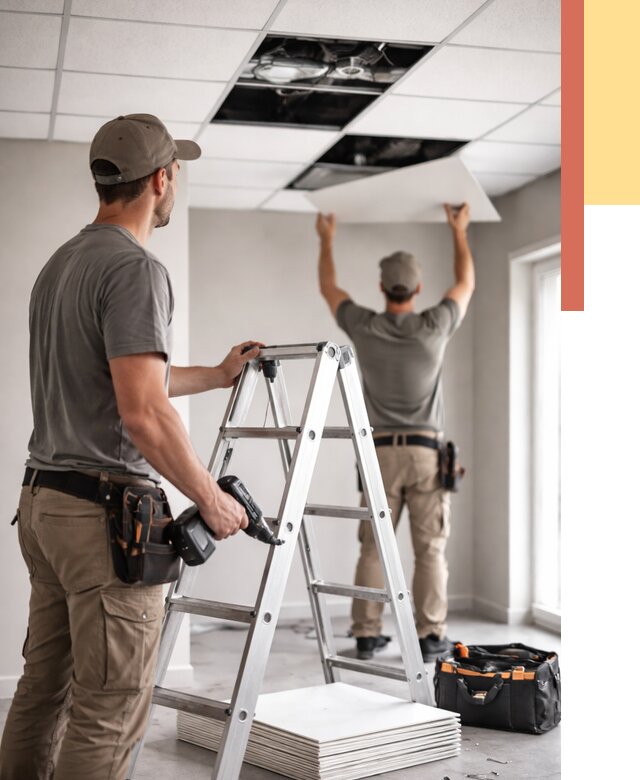 Обслуживание подвесного потолка в Надыме от 3632 руб. — быстро и недорого | ОТДЕЛОЧНИК-Ндм