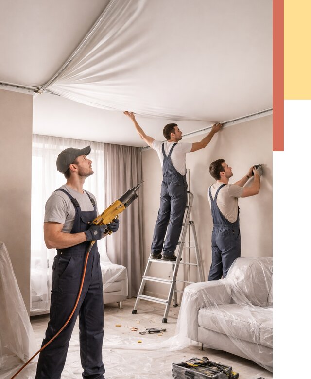 Установка натяжного потолка в Надыме от 4670 руб. | Быстро и недорого — ОТДЕЛОЧНИК-Ндм