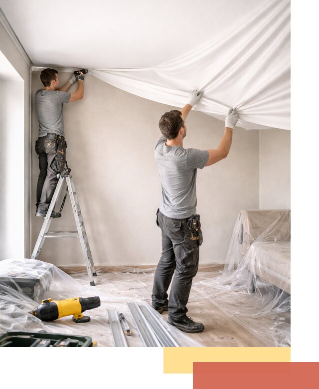 Монтаж тканевого натяжного потолка в Надыме недорого и быстро