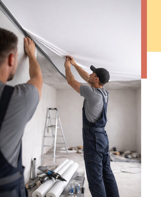 Монтаж матового натяжного потолка в Надыме от 4670 руб./м² — быстро и недорого | ОТДЕЛОЧНИК-Ндм