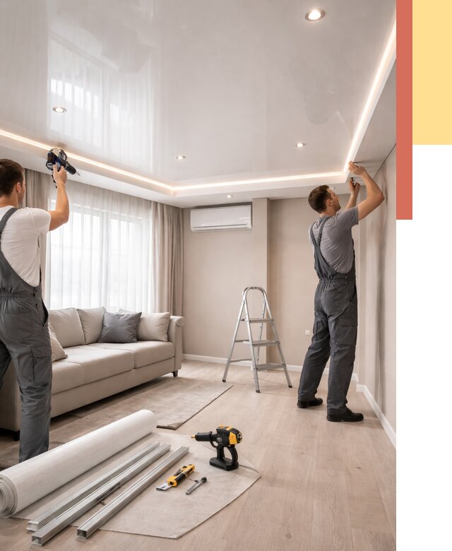 Монтаж глянцевого натяжного потолка в Надыме от 778 руб. под ключ | ОТДЕЛОЧНИК-Ндм