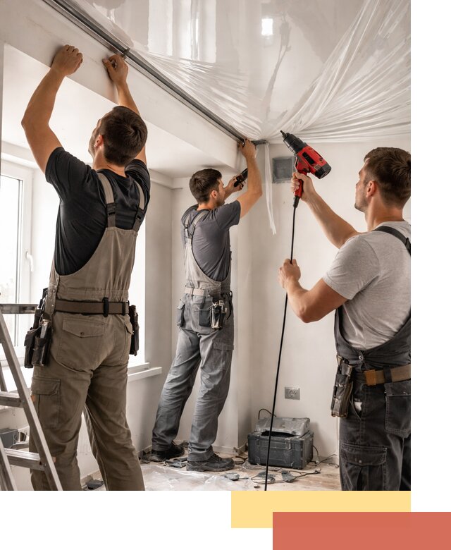 Монтаж глянцевого натяжного потолка в Надыме быстро и качественно