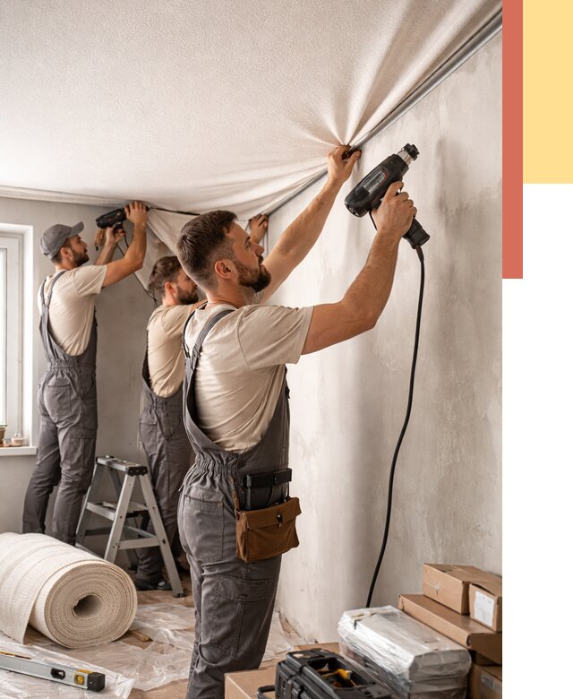 Монтаж фактурного натяжного потолка в Надыме от 778 руб. — ОТДЕЛОЧНИК-Ндм