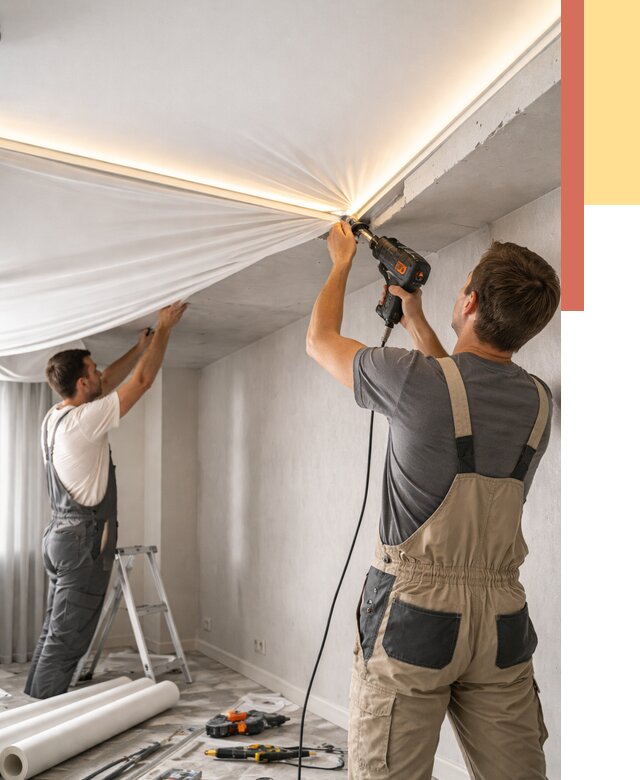 Монтаж натяжного потолка с подсветкой в Надыме от 986 руб. | ОТДЕЛОЧНИК-Ндм