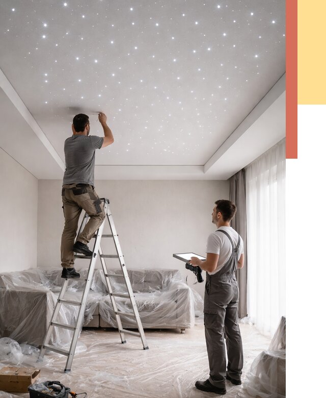 Монтаж натяжного потолка «звездное небо» в Надыме от 6746 руб. | ОТДЕЛОЧНИК-Ндм