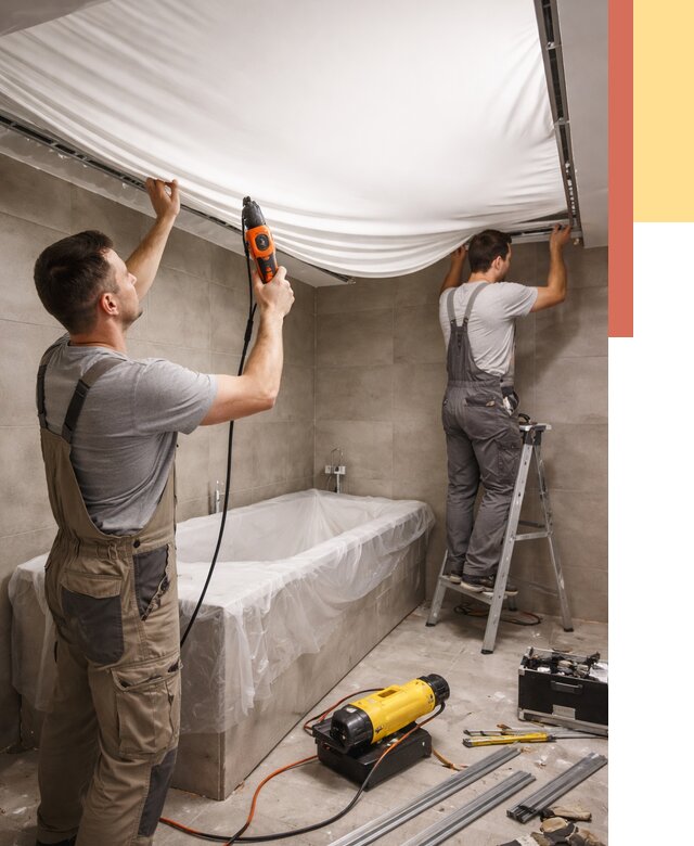 Монтаж натяжного потолка в ванной в Надыме от 1245 руб. под ключ | ОТДЕЛОЧНИК-Ндм