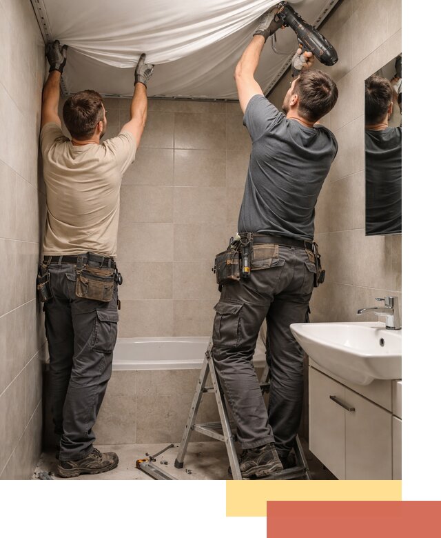 Монтаж натяжного потолка в ванной в Надыме быстро и качественно