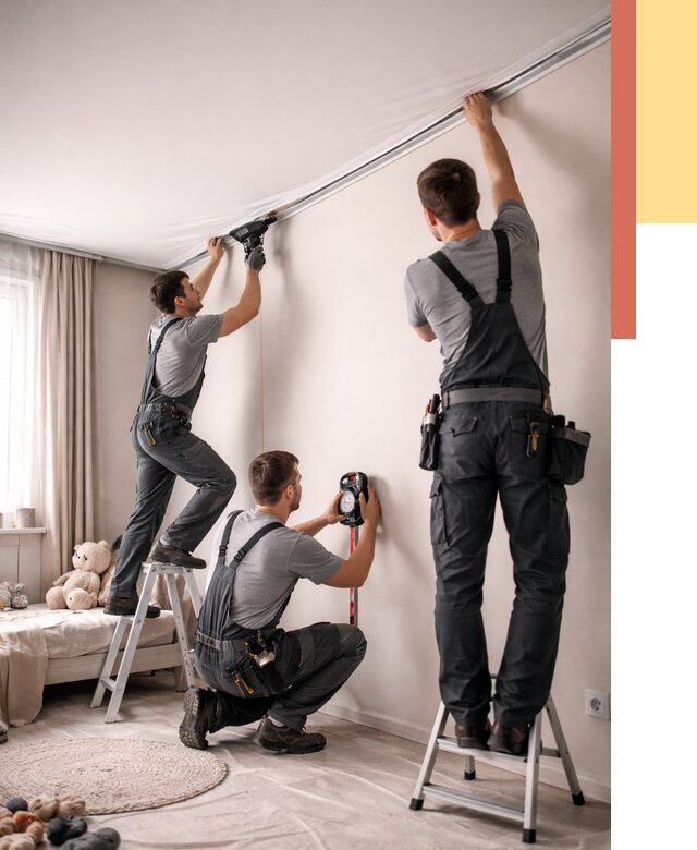 Монтаж натяжного потолка в детской в Надыме от 3632 руб. — быстро и недорого | ОТДЕЛОЧНИК-Ндм