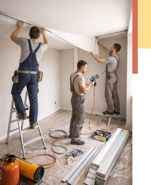 Монтаж натяжного потолка в студии в Надыме от 5708 руб. — быстро и недорого | ОТДЕЛОЧНИК-Ндм