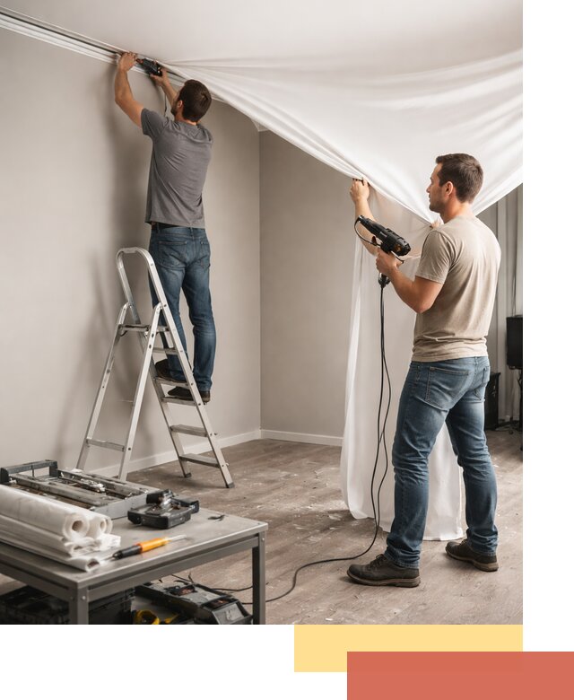 Монтаж натяжного потолка в студии в Надыме