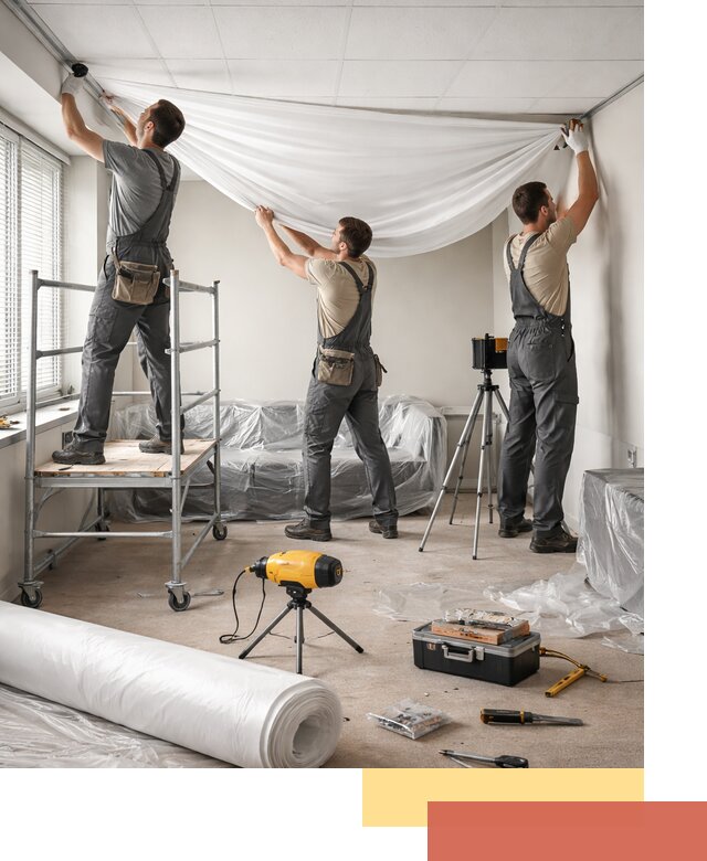 Монтаж натяжного потолка в офисе в Надыме