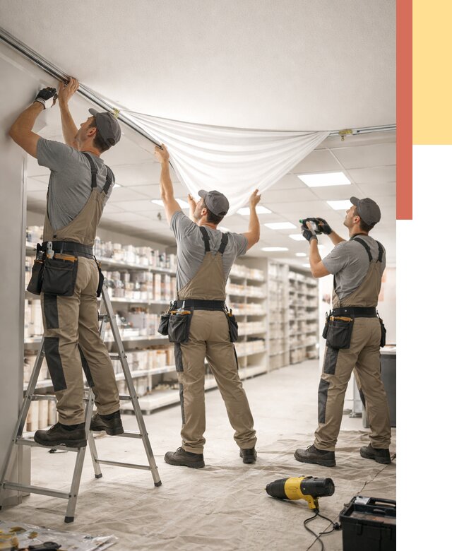 Монтаж натяжного потолка в магазине в Надыме от 4670 руб. быстро и недорого | ОТДЕЛОЧНИК-Ндм