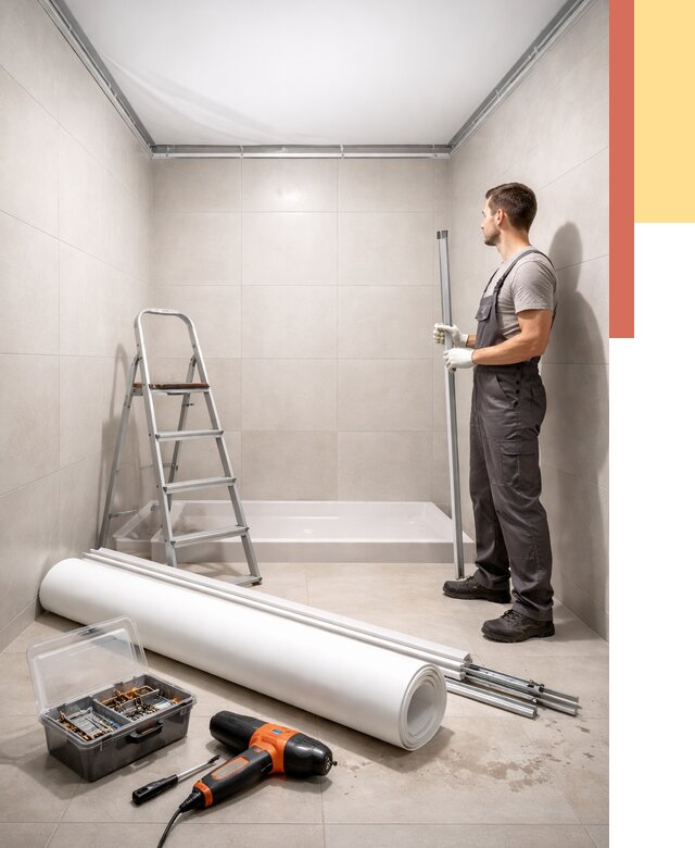 Монтаж натяжного потолка в санузле в Надыме от 1920 руб. — ОТДЕЛОЧНИК-Ндм