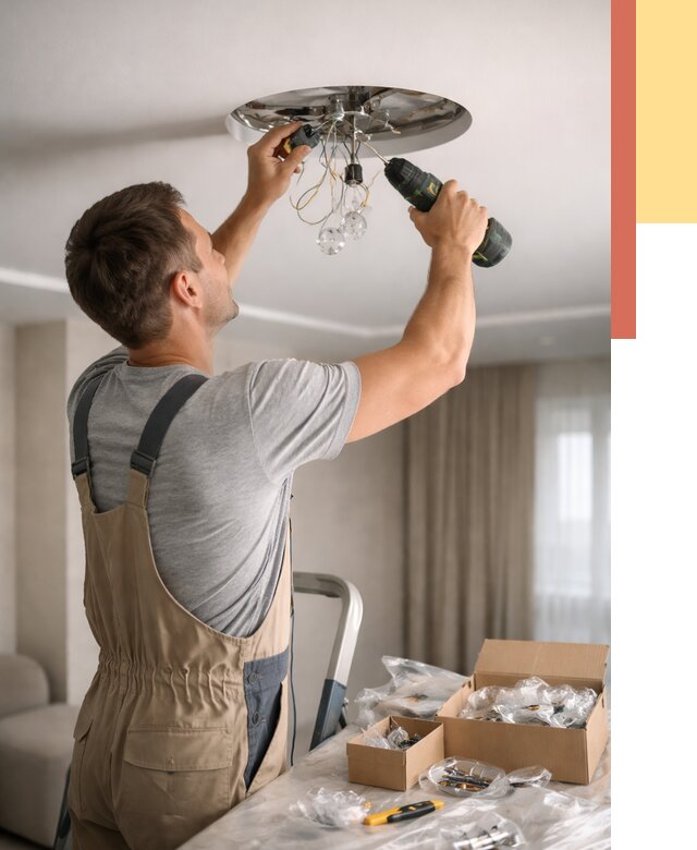 Установка люстры в натяжной потолок в Надыме от 1245 руб. | Быстро и недорого — ОТДЕЛОЧНИК-Ндм