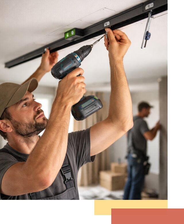 Установка трековых светильников в натяжной потолок в Надыме