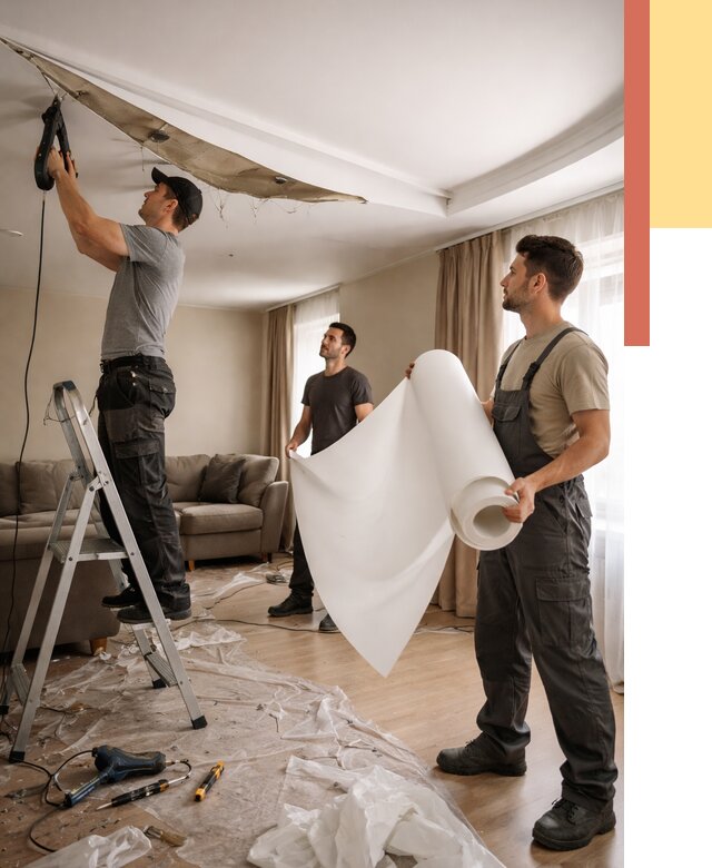 Замена полотна натяжного потолка в Надыме от 9859 руб. быстро и недорого | ОТДЕЛОЧНИК-Ндм