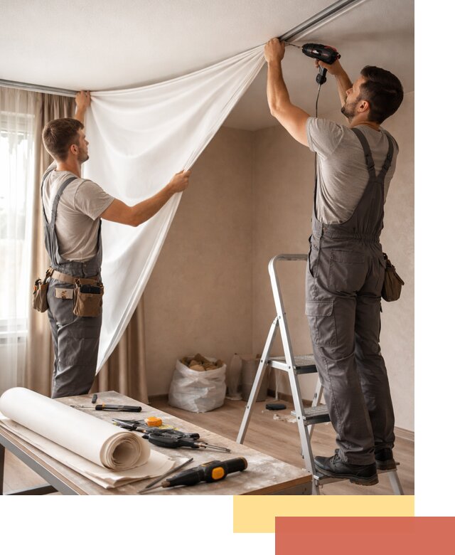 Замена полотна натяжного потолка в Надыме быстро и качественно