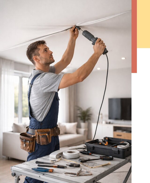 Ремонт натяжных потолков в Надыме от 9859 руб. под ключ — ОТДЕЛОЧНИК-Ндм