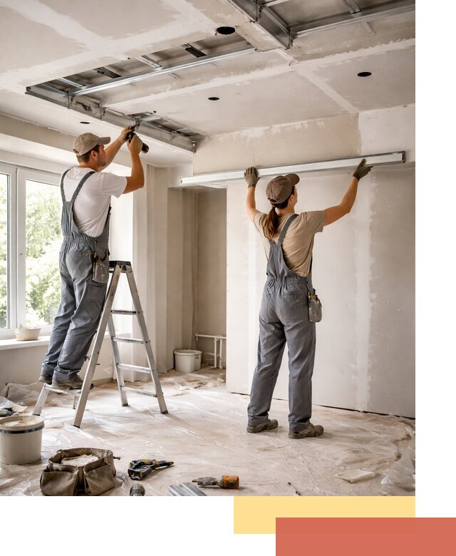 Монтаж многоуровневого потолка из гипсокартона в Надыме