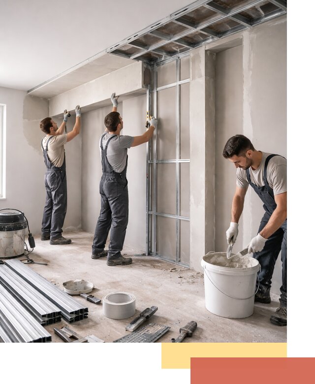 Монтаж потолка из гипсокартона с нишей в Надыме