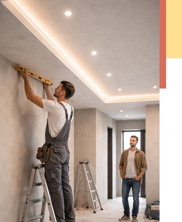 Потолок из гипсокартона с подсветкой в Надыме от 778 руб./м2 под ключ | ОТДЕЛОЧНИК-Ндм