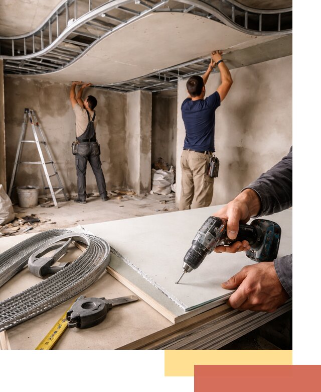 Криволинейный потолок из гипсокартона в Надыме — монтаж и отделка